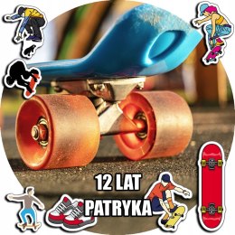 OPŁATEK NA TORT 20CM - DESKOROLKA ROLKI + IMIĘ + GRATIS! 15CM 18CM