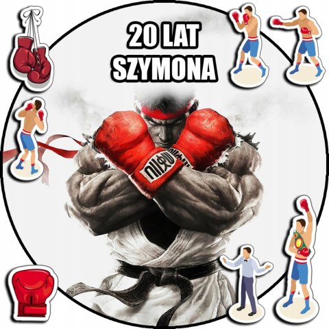 OPŁATEK NA TORT 20CM - HOBBY BOKS BOKSERZY + IMIĘ + GRATIS! 15CM 18CM