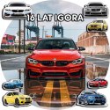 OPŁATEK NA TORT 20CM - SAMOCHODY AUTA BMW + IMIĘ + GRATIS! 15CM 18CM
