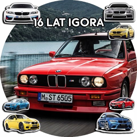 OPŁATEK NA TORT 20CM - SAMOCHODY AUTA BMW + IMIĘ + GRATIS! 15CM 18CM OPŁATEK NA TORT 20CM - SAMOCHODY AUTA BMW + IMIĘ + GRATIS! 15CM 18CM