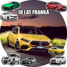 OPŁATEK NA TORT 20CM - SAMOCHODY AUTA MERCEDES + IMIĘ + GRATIS! 15CM 18CM