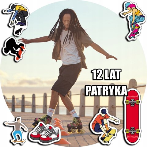 OPŁATEK NA TORT 20CM - DESKOROLKA ROLKI + IMIĘ + GRATIS! 15CM 18CM OPŁATEK NA TORT 20CM - DESKOROLKA ROLKI + IMIĘ + GRATIS! 15CM 18CM