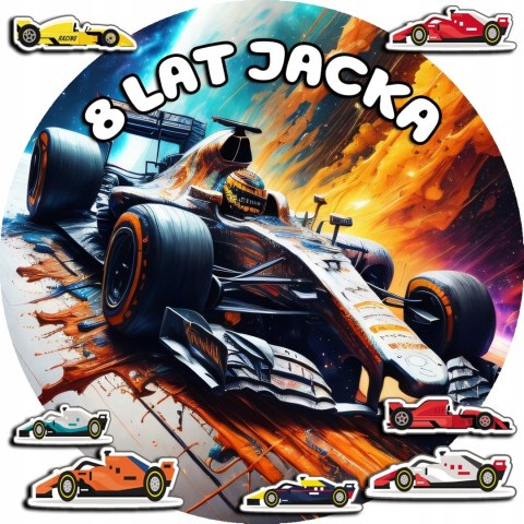 OPŁATEK NA TORT 20CM - F1 FORMUŁA 1 WYŚCIGÓWKI + IMIĘ + GRATIS! 15CM 18CM