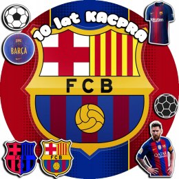 OPŁATEK NA TORT 20CM - PIŁKA NOŻNA FC BARCELONA + IMIĘ + GRATIS! 15CM 18CM