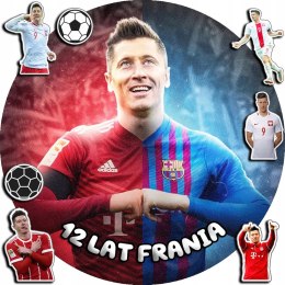 OPŁATEK NA TORT 20CM - PIŁKA NOŻNA LEWANDOWSKI + IMIĘ + GRATIS! 15CM 18CM