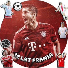 OPŁATEK NA TORT 20CM - PIŁKA NOŻNA LEWANDOWSKI + IMIĘ + GRATIS! 15CM 18CM