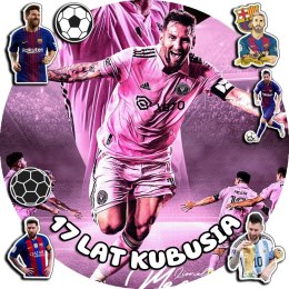 OPŁATEK NA TORT 20CM - PIŁKA NOŻNA MESSI + IMIĘ + GRATIS! 15CM 18CM