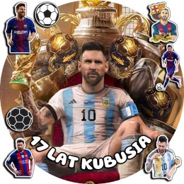 OPŁATEK NA TORT 20CM - PIŁKA NOŻNA MESSI + IMIĘ + GRATIS! 15CM 18CM