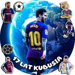 OPŁATEK NA TORT 20CM - PIŁKA NOŻNA MESSI + IMIĘ + GRATIS! 15CM 18CM