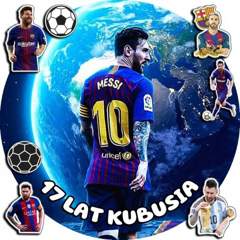 OPŁATEK NA TORT 20CM - PIŁKA NOŻNA MESSI + IMIĘ + GRATIS! 15CM 18CM OPŁATEK NA TORT 20CM - PIŁKA NOŻNA MESSI + IMIĘ + GRATIS! 15CM 18CM