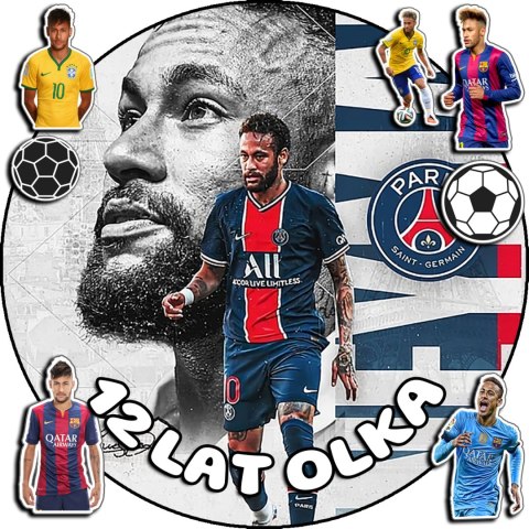 OPŁATEK NA TORT 20CM - PIŁKA NOŻNA NEYMAR + IMIĘ + GRATIS! 15CM 18CM