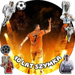 OPŁATEK NA TORT 20CM - PIŁKA NOŻNA RONALDO + IMIĘ + GRATIS! 15CM 18CM