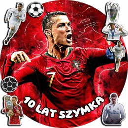 OPŁATEK NA TORT 20CM - PIŁKA NOŻNA RONALDO + IMIĘ + GRATIS! 15CM 18CM