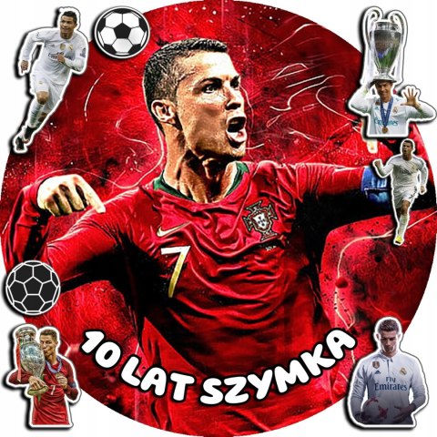 OPŁATEK NA TORT 20CM - PIŁKA NOŻNA RONALDO + IMIĘ + GRATIS! 15CM 18CM OPŁATEK NA TORT 20CM - PIŁKA NOŻNA RONALDO + IMIĘ + GRATIS! 15CM 18CM