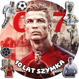 OPŁATEK NA TORT 20CM - PIŁKA NOŻNA RONALDO + IMIĘ + GRATIS! 15CM 18CM