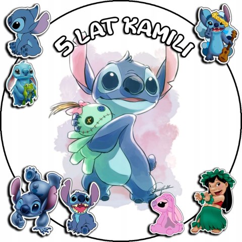 OPŁATEK NA TORT 20CM - STICH STICZ BAJKA SŁODKI + IMIĘ + GRATIS! 15CM 18CM