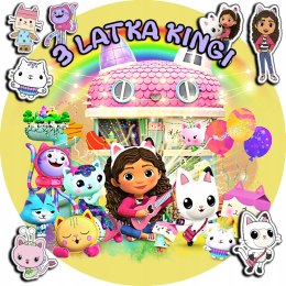 OPŁATEK NA TORT 20CM - KOCI DOMEK GABI GABBY + IMIĘ + GRATIS! 15CM 18CM