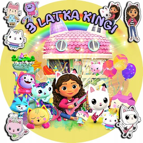 OPŁATEK NA TORT 20CM - KOCI DOMEK GABI GABBY + IMIĘ + GRATIS! 15CM 18CM OPŁATEK NA TORT 20CM - KOCI DOMEK GABI GABBY + IMIĘ + GRATIS! 15CM 18CM