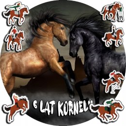 OPŁATEK NA TORT 20CM - KONIE KOŃ KONIKI HOBBY + IMIĘ + GRATIS! 15CM 18CM
