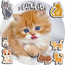 OPŁATEK NA TORT 20CM - KOTEK KOT KOCI KOTKI + IMIĘ + GRATIS! 15CM 18CM