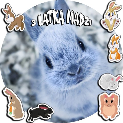OPŁATEK NA TORT 20CM - KRÓLIK KRÓLICZEK + IMIĘ + GRATIS! 15CM 18CM