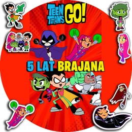 OPŁATEK NA TORT 20CM - TEEN TITANS MŁODZI TYTANI + IMIĘ + GRATIS! 15CM 18CM