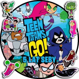 OPŁATEK NA TORT 20CM - TEEN TITANS MŁODZI TYTANI + IMIĘ + GRATIS! 15CM 18CM