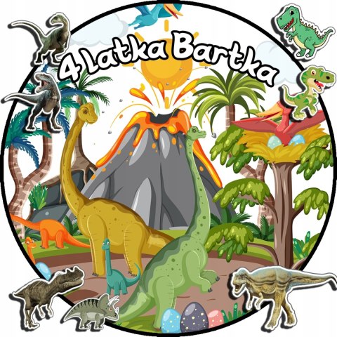 OPŁATEK NA TORT 20CM - DINOZAURY DINO + IMIĘ + GRATIS! 15CM 18CM OPŁATEK NA TORT 20CM - DINOZAURY DINO + IMIĘ + GRATIS! 15CM 18CM