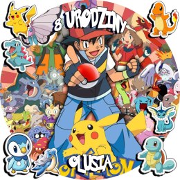 OPŁATEK NA TORT 20CM - POKEMON BAJKA + IMIĘ + GRATIS! 15CM 18CM