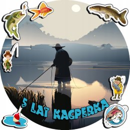 OPŁATEK NA TORT 20CM - RYBY HOBBY WĘDKARZ + IMIĘ + GRATIS! 15CM 18CM