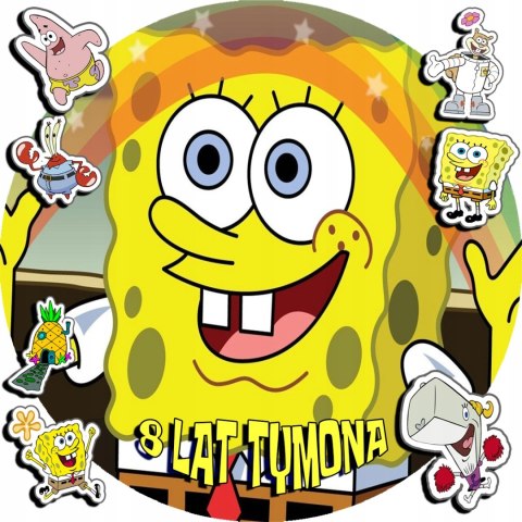 OPŁATEK NA TORT 20CM - SPONGEBOB BAJKA + IMIĘ + GRATIS! 15CM 18CM