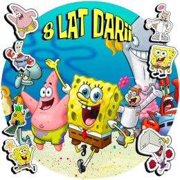 OPŁATEK NA TORT 20CM - SPONGEBOB BAJKA + IMIĘ + GRATIS! 15CM 18CM