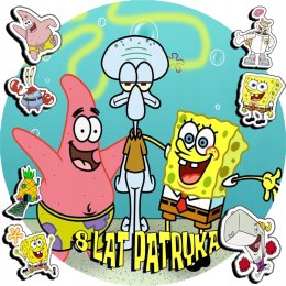 OPŁATEK NA TORT 20CM - SPONGEBOB BAJKA + IMIĘ + GRATIS! 15CM 18CM