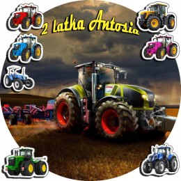 OPŁATEK NA TORT 20CM - TRAKTORY TRAKTOR + IMIĘ + GRATIS! 15CM 18CM