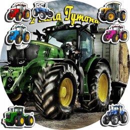 OPŁATEK NA TORT 20CM - TRAKTORY TRAKTOR + IMIĘ + GRATIS! 15CM 18CM