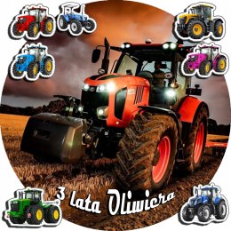 OPŁATEK NA TORT 20CM - TRAKTORY TRAKTOR + IMIĘ + GRATIS! 15CM 18CM