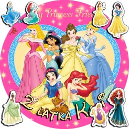 OPŁATEK NA TORT 20CM - KSIĘŻNICZKI DISNEY + IMIĘ + GRATIS! 15CM 18CM