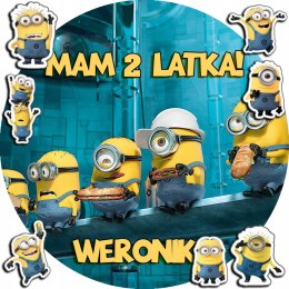 OPŁATEK NA TORT 20CM - MINIONKI BAJKA + IMIĘ + GRATIS! 15CM 18CM