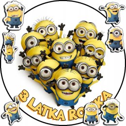 OPŁATEK NA TORT 20CM - MINIONKI BAJKA + IMIĘ + GRATIS! 15CM 18CM