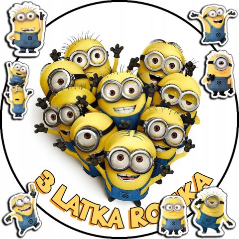 OPŁATEK NA TORT 20CM - MINIONKI BAJKA + IMIĘ + GRATIS! 15CM 18CM