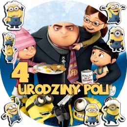 OPŁATEK NA TORT 20CM - MINIONKI BAJKA + IMIĘ + GRATIS! 15CM 18CM