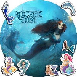 OPŁATEK NA TORT 20CM - SYRENKA SYRENKI + IMIĘ + GRATIS! 15CM 18CM
