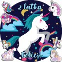 OPŁATEK NA TORT 20CM - JEDNOROŻEC UNICORN + IMIĘ + GRATIS! 15CM 18CM