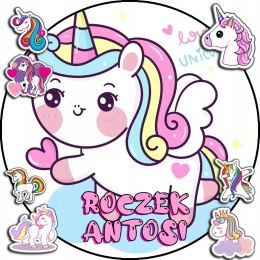OPŁATEK NA TORT 20CM - JEDNOROŻEC UNICORN + IMIĘ + GRATIS! 15CM 18CM
