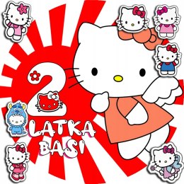 OPŁATEK NA TORT 20CM - KOTEK HEL.LO KITT.Y + IMIĘ + GRATIS! 15CM 18CM