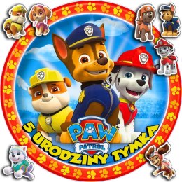OPŁATEK NA TORT 20CM - PSI PATROL DRUŻYNA + IMIĘ + GRATIS! 15CM 18CM