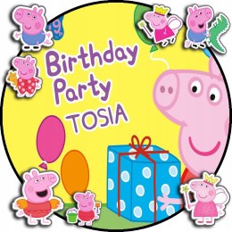 OPŁATEK NA TORT 20CM - ŚWINKA PEPPA BAJKA + IMIĘ + GRATIS! 15CM 18CM