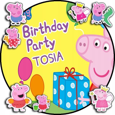 OPŁATEK NA TORT 20CM - ŚWINKA PEPPA BAJKA + IMIĘ + GRATIS! 15CM 18CM