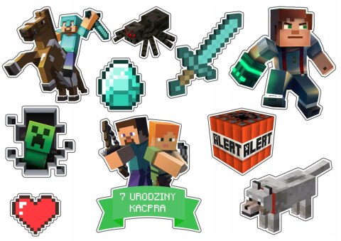 OPŁATEK URODZINY POSTACIE MINECRAFT PIXEL + IMIĘ OPŁATEK URODZINY POSTACIE MINECRAFT PIXEL + IMIĘ