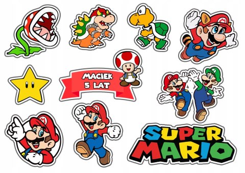 OPŁATEK ZESTAW URODZINY SUPER MARIO BROS +IMIĘ OPŁATEK ZESTAW URODZINY SUPER MARIO BROS +IMIĘ